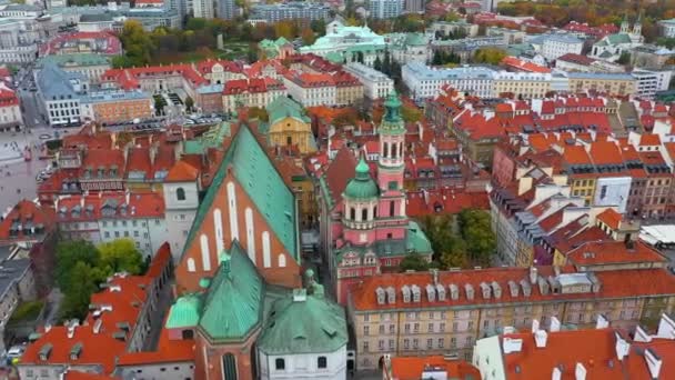 Aerial View Old Town Warsaw Poland High Quality Footage — Video