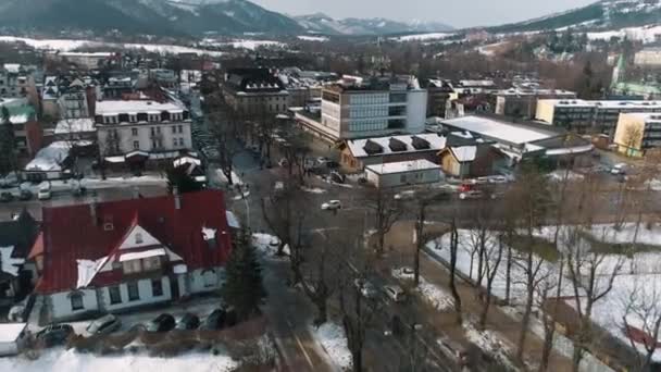 Winter Aerial View Zakopane Beautiful City Poland High Quality Footage — Video