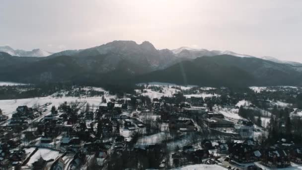 Winter Aerial View Whole Zakopane Beautiful City Poland High Quality — Stock videók
