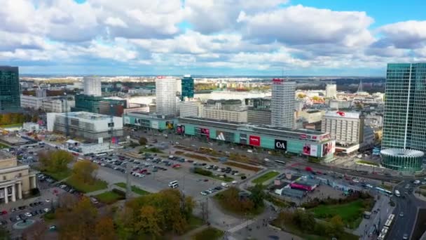 ポーランド ワルシャワの中心部の空中ビュー 高品質4K映像 — ストック動画