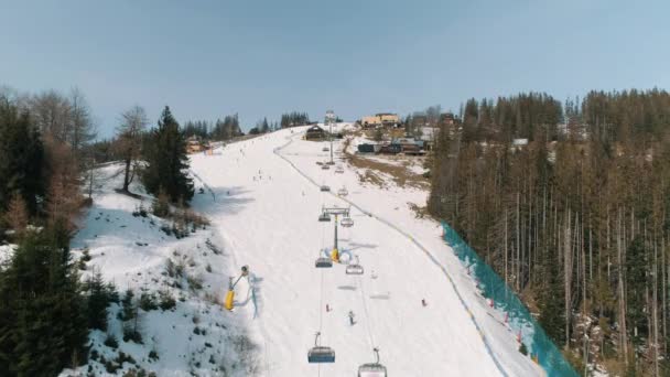 Winter Aerial View Ski Lift Zakopane Polana Szymoszkowa High Quality — Stok video