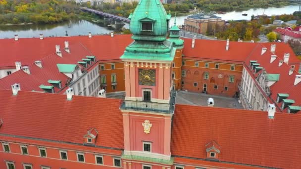 Aerial View Royal Castle Warsaw Poland High Quality Footage — Wideo stockowe