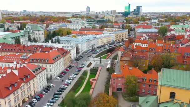 Aerial View Old Town Warsaw Poland High Quality Footage — Stockvideo