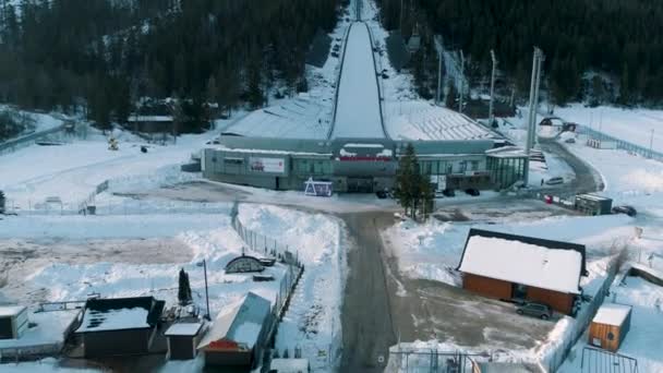 Χειμερινή Αεροφωτογραφία Του Great Krokiew Στη Zakopane Της Πολωνίας Γουήλκα — Αρχείο Βίντεο