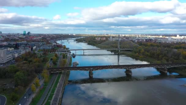 Aerial View Vistula River Praga Estate Warsaw High Quality Footage — Video Stock