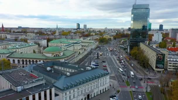 Aerial View Banking Square Warsaw Poland High Quality Footage — Wideo stockowe