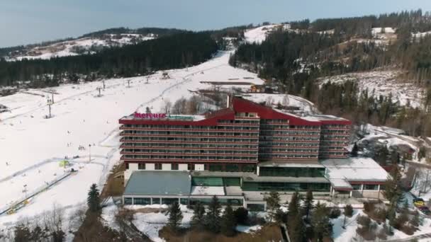 Winter Aerial View Ski Lift Zakopane Polana Szymoszkowa High Quality — Vídeo de Stock