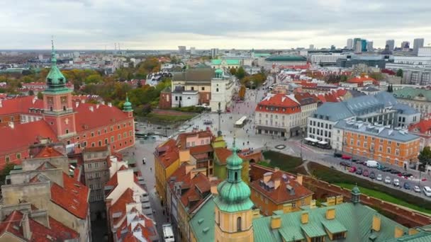 Aerial View Castle Square Warsaw Poland High Quality Footage — Vídeo de Stock