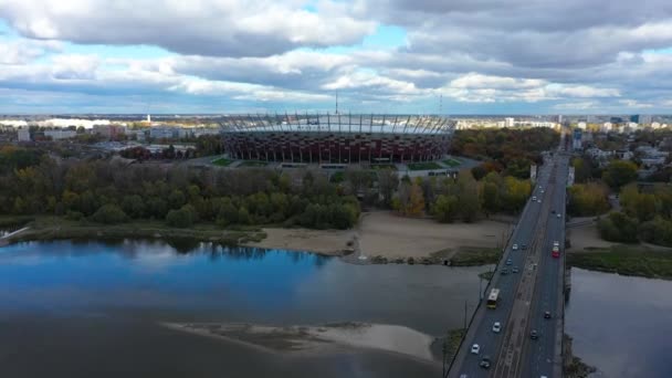 Aerial View National Stadium Warsaw Poland High Quality Footage — Stockvideo