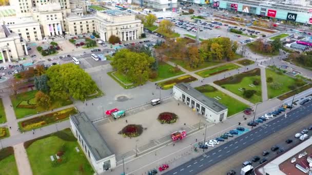 Aerial View Centrum Warsaw Poland High Quality Footage — Stockvideo