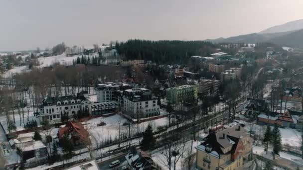 Winter Aerial View Zakopane Beautiful City Poland High Quality Footage — Wideo stockowe