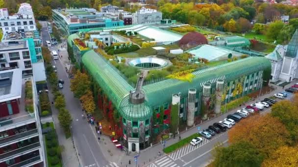 Aerial View University Library Warsaw Poland High Quality Footage — Vídeo de Stock