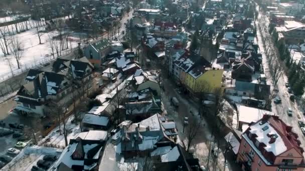 Зимний Вид Воздуха Закопане Красивый Город Польше Высококачественные Кадры — стоковое видео