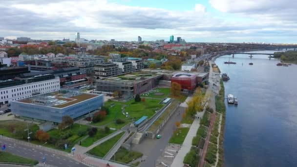 Aerial View Copernicus Science Center Warsaw Poland High Quality Footage — Stock video