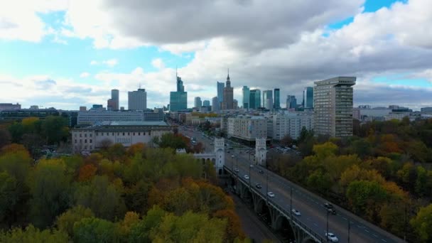 ポーランドのワルシャワにあるエルサレム アベニューの空中ビュー 高品質4K映像 — ストック動画