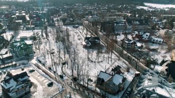 Winter Aerial View Zakopane Beautiful City Poland High Quality Footage — Video Stock