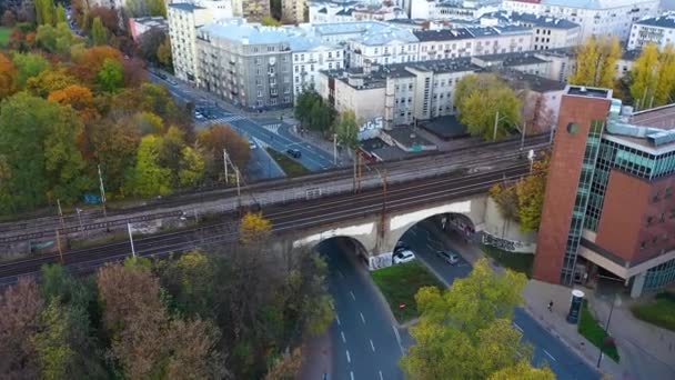 Aerial View Bridge Road Warsaw High Quality Footage — Stockvideo