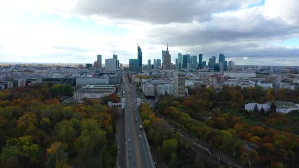 Aerial View Warsaw Distance Poland Capital High Quality Footage — Wideo stockowe