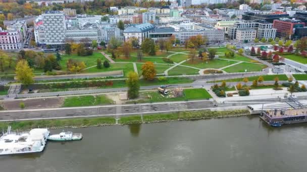 Aerial View Park Warsaw Mermaid High Quality Footage — Stockvideo