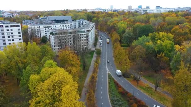 Aerial View Street Leona Kruczkowskiego Warsaw Poland High Quality Footage — Video Stock