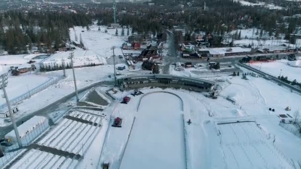 Winter Aerial View Great Krokiew Zakopane Poland Wielka Krokiew Ski — Vídeo de Stock