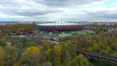 Aerial View of National Stadium in Warsaw, Poland. High quality 4k footage