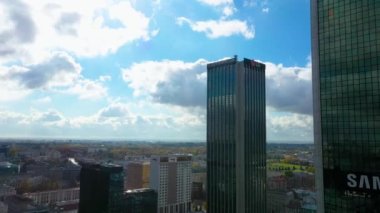 Aerial View of Lg tower in warsaw Poland. High quality 4k footage