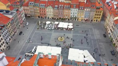 Aerial View of Old Town in Warsaw, Poland. High quality 4k footage