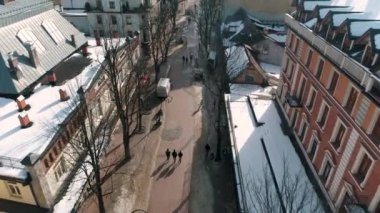 Winter Aerial View of whole Zakopane. Beautiful city in Poland. High quality 4k footage