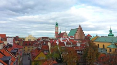 Aerial View of Old Town in Warsaw, Poland. High quality 4k footage