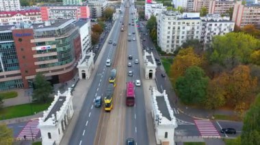 Aerial View of Jerusalem Avenue in Warsaw, Poland. High quality 4k footage