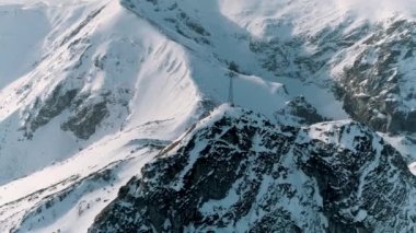 Winter aerial view of the cross on Giewont in Zakopane. Beautiful Tatras. High quality 4k footage
