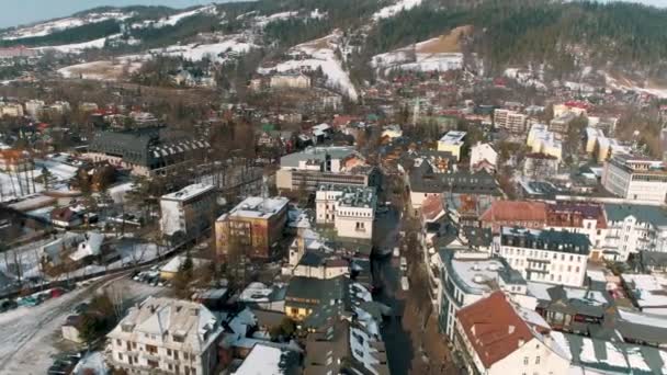 Winter Aerial View Whole Zakopane Beautiful City Poland High Quality — Stock Video
