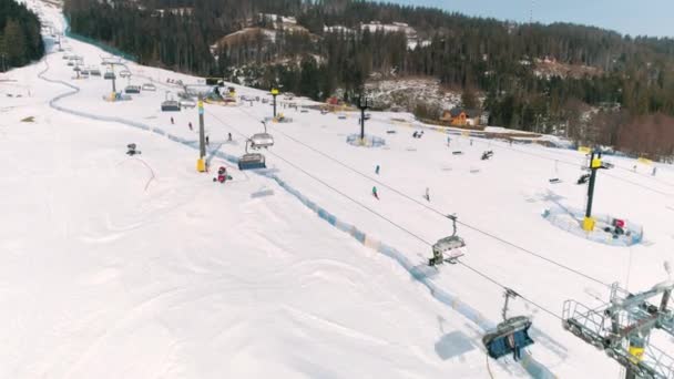 Winter Aerial View Ski Lift Zakopane Polana Szymoszkowa High Quality — 비디오