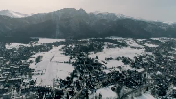 Winter Aerial View Whole Zakopane Beautiful City Poland High Quality — Wideo stockowe