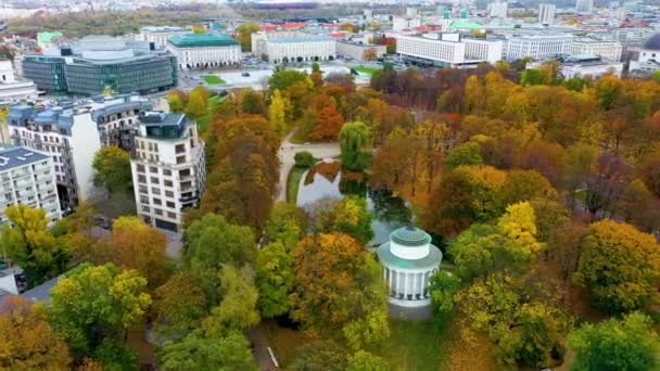 Αεροφωτογραφία Του Κήπου Saskis Στη Βαρσοβία Πολωνία Υψηλής Ποιότητας Πλάνα — Αρχείο Βίντεο
