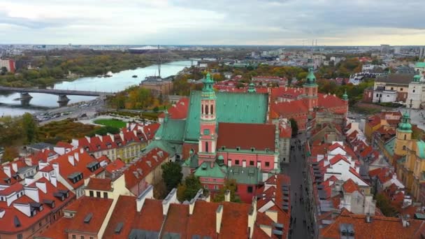 Aerial View Old Town Warsaw Poland High Quality Footage — Vídeo de Stock