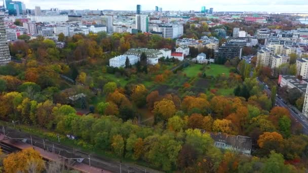 Aerial View Karol Beyer Park Warsaw Poland High Quality Footage — Wideo stockowe