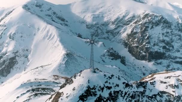 Winter Aerial View Cross Giewont Zakopane Beautiful Tatras High Quality — 비디오