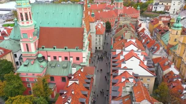 Aerial View Old Town Warsaw Poland High Quality Footage — Wideo stockowe
