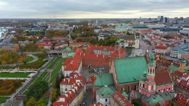 Aerial View Royal Castle Warsaw Poland High Quality Footage — Stockvideo