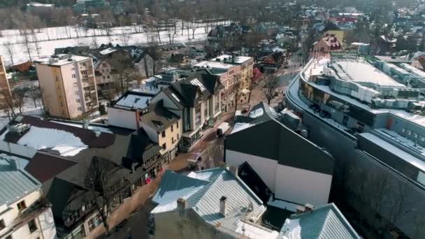 ザコパネ全体の冬の空中ビュー ポーランドの美しい都市 高品質4K映像 — ストック動画
