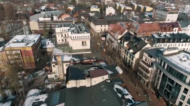 Winter Aerial View Whole Zakopane Beautiful City Poland High Quality — Stock video