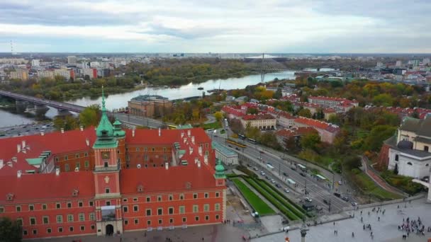 Aerial View Royal Castle Warsaw Poland High Quality Footage — Video