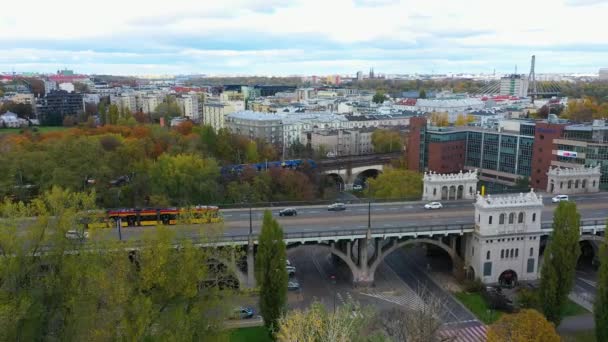 Aerial View Jerusalem Avenue Warsaw Poland High Quality Footage — Vídeo de Stock