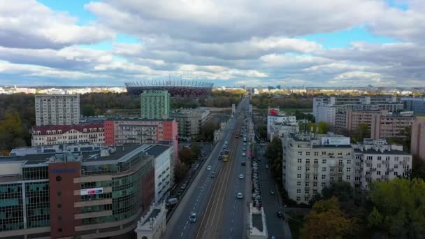 Aerial View Jerusalem Avenue Warsaw Poland High Quality Footage — Stockvideo