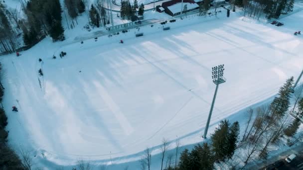 Winter Aerial View Athletics Stadium Zakopane High Quality Footage — Stockvideo