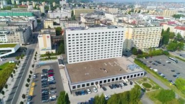 Aerial View of Hotel Mercure in Gdynia, summer beautifull footage of Polish Town. High quality 4k footage