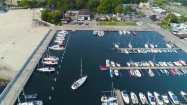 Aerial View of Gdynia Port, summer beautifull footage of Polish Town. High quality 4k footage