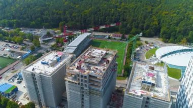 Gdynia, Aerial View of buildings under construction, summer footage Polish Town. High quality 4k footage